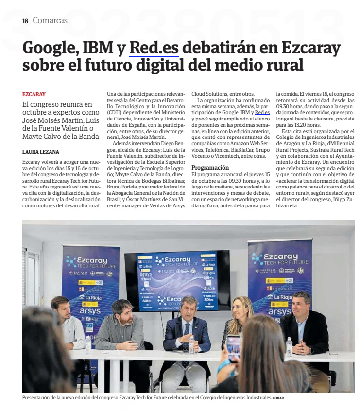 Ezcaray volverá a convertirse en octubre en el "Davos español de la tecnología" con una nueva edición de Ezcaray Tech for Future 7 Captura de pantalla 2026 09 17 a las 19.52.55